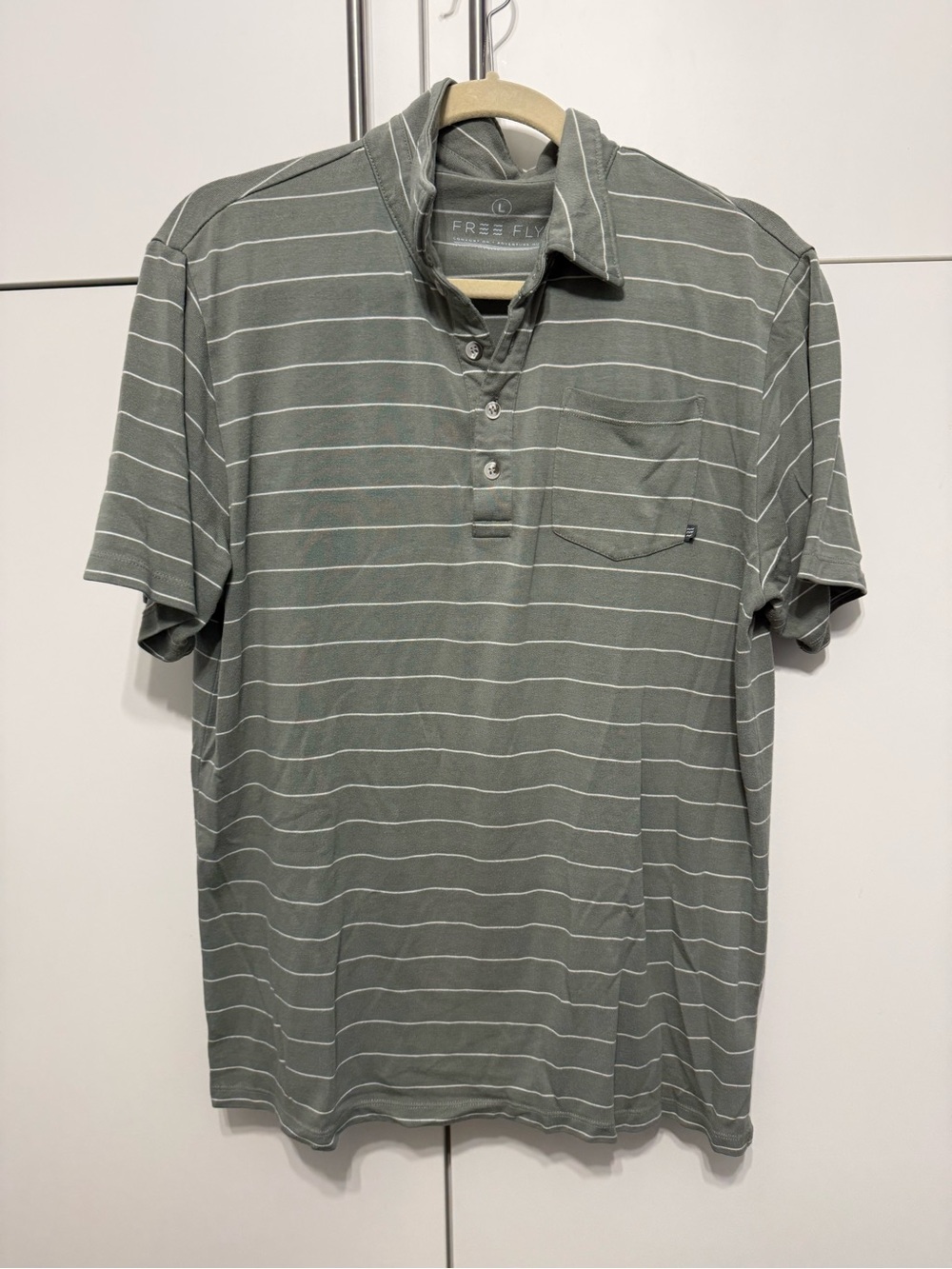 Free Fly Men’s Olive Green Striped Polo